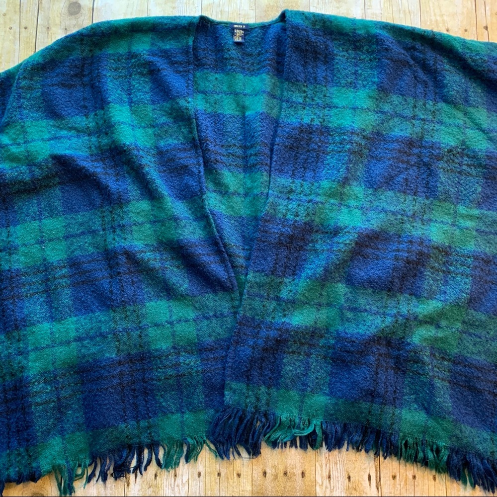 Forever 21 Blue Green and Black Poncho